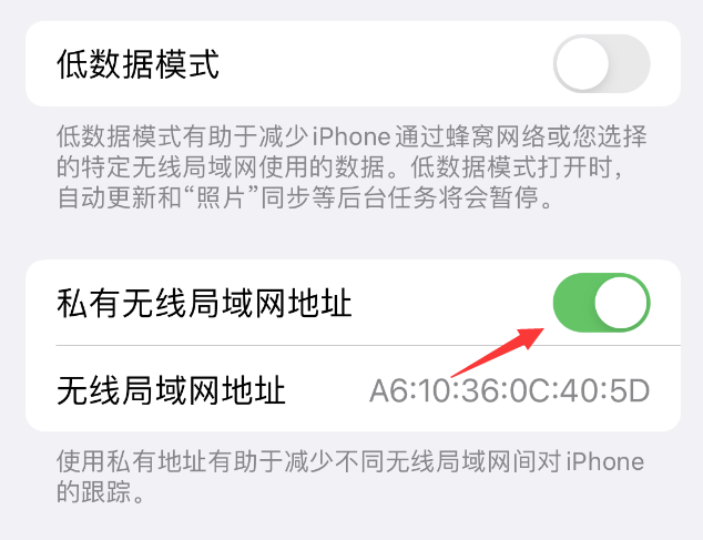 枞阳苹果wifi维修店分享iPhone私有无线局域网地址开启方法 