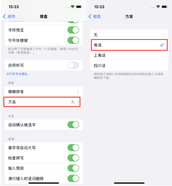 枞阳苹果14服务点分享iPhone 14plus设置键盘粤语方言的方法 