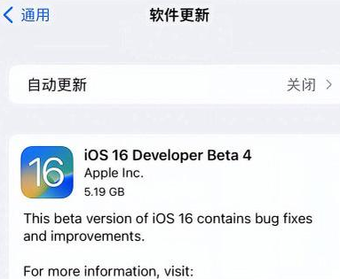 枞阳苹果手机维修分享iOS16 Beta4 更新内容及升级建议 