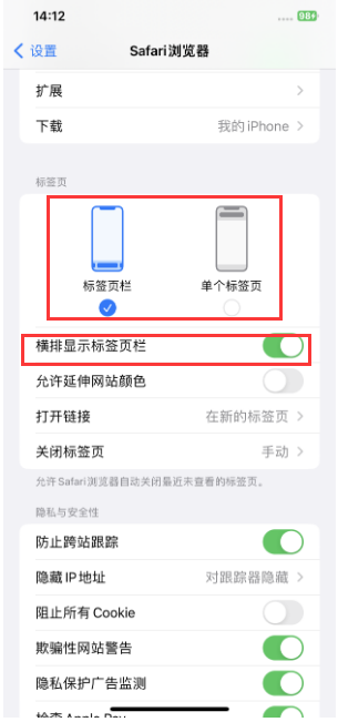 枞阳苹果手机维修分享Safari浏览器如何切换标签栏位置 